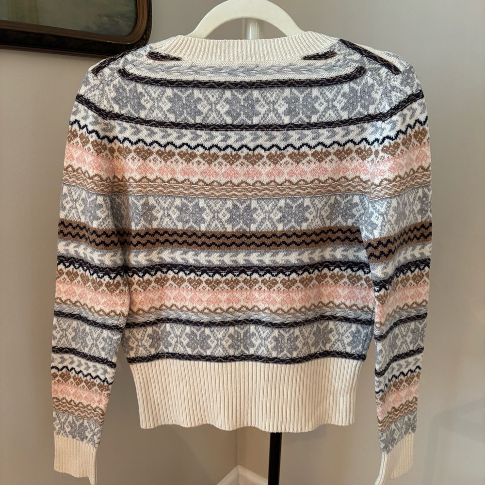 J. Crew Cream, Pink & Gray Fair Isle Crewneck Sweater - Picture 5 of 7